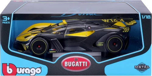 Vista 2 de Bburago B18-11047Y Bugatti BOLIDIE Super Car-1:18 Escala Die Cast, Amarillo