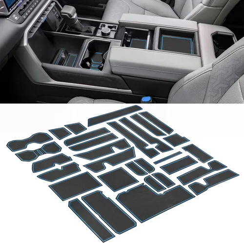 Vista 11 de Forro personalizado para accesorios Toyota Tundra 2022 2023 2024 2025 2026, insertos para portavasos, alfombrillas para consola central