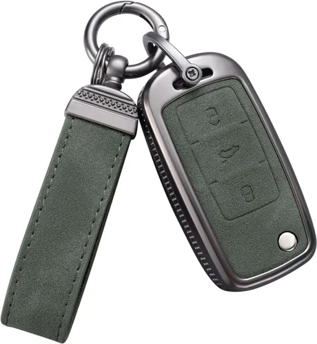 Vista 11 de YO&YOYE Compatible con funda para llavero VW Volkswagen con llavero protector de llave de cuero