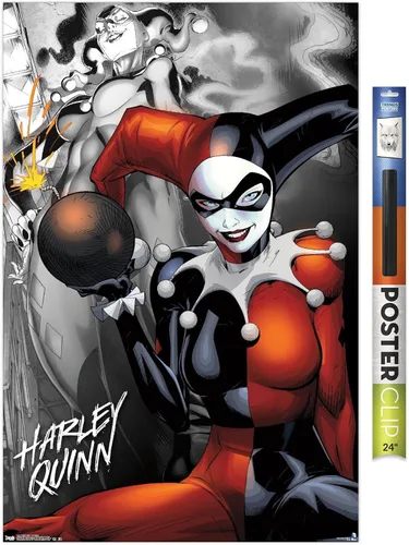 Vista 17 de Trends International DC Comics - Póster de pared de Harley Quinn, la bomba, 14.725 x 22.375 pulgadas, versión enmarcada de madera de granero