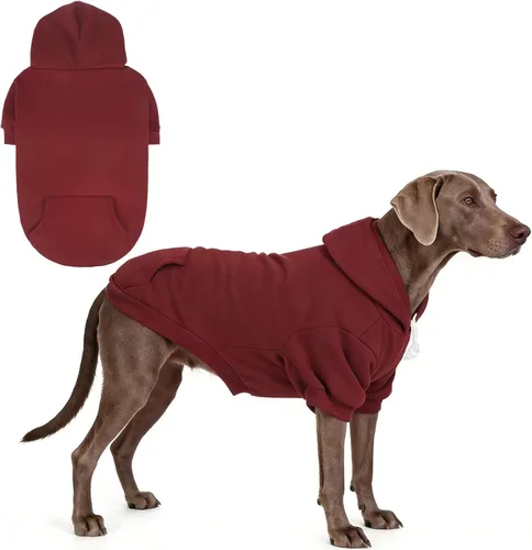 Vista 16 de KOOLTAIL Sudadera básica con capucha para perro, suave y cálida, con agujero para correa y con bolsillo, abrigo de invierno para perros, ropa