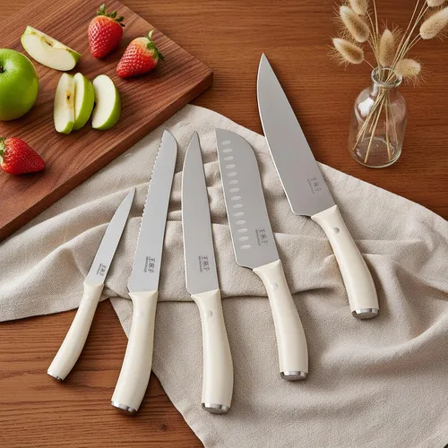 Vista 6 de WANGMAZI Juego de cuchillos de cocina de 15 piezas con afilador integrado, juego de cuchillos de cocina aptos para lavavajillas, cuchillos de acero