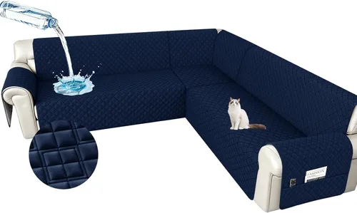 Vista 9 de Arfntevss Fundas impermeables para sofá modular en forma de L, lavable, de terciopelo, para sofá seccional, antideslizante, fundas de esquina