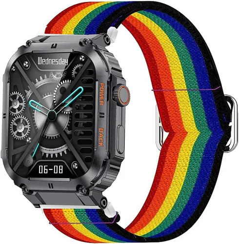 Vista 16 de Lamshaw Correa de reloj de 0.866 pulgadas, correa de repuesto ajustable de nailon elástico elástico compatible con reloj inteligente KACLUT/EIGIIS