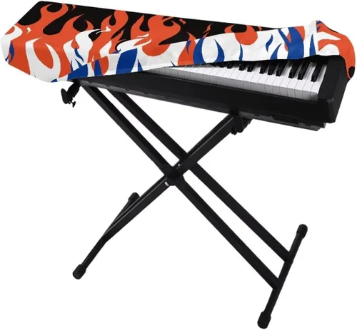 Vista 2 de Cubierta antipolvo para teclado de piano de llama, cubierta protectora de teclado de música elástica para pianos eléctricos digitales