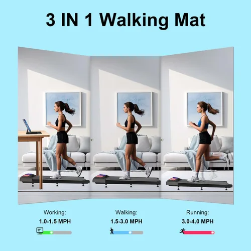 Vista 3 de Under Desk Treadmill, Walking Treadmill Pad, 2.5 HP 265 Lbs Low Noise Walking Pad Incline LED Display with Remote Control Walking Jogging Running