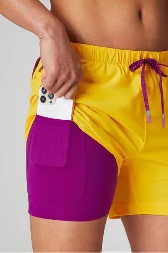 Vista 39 de Fabletics The One - Pantalón corto para hombre (forro), entrenamiento, natación, ligero, de secado rápido, bolsillo con cremallera, tejido elástico