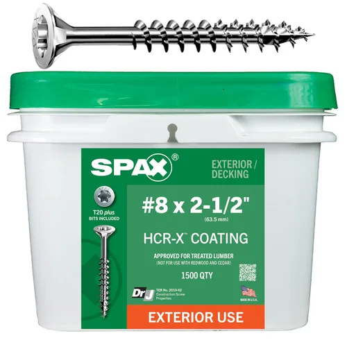 Vista 27 de SPAX Tornillos de madera para cubierta de cabeza plana exterior #8 x 1-1/2 pulgadas, construcción Torx T-Star Plus (550 EA) broca de 3 libras