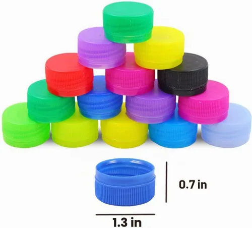 Vista 2 de 100 tapas de botellas de plástico para manualidades, tapas de botellas de plástico, tapas de botellas de color para palitos de desarrollo