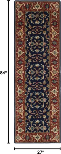 Vista 2 de SAFAVIEH Royalty Collection - Alfombra de pasillo, 2 pies 3 pulgadas x 7 pies, azul marino y óxido, hecha a mano, lana oriental tradicional, ideal