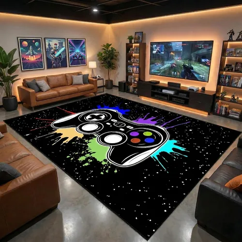 Vista 36 de Alfombra de suelo con estampado de videojuegos 3D para niños, alfombra pequeña roja para dormitorio, tapete de piso para habitación de niños