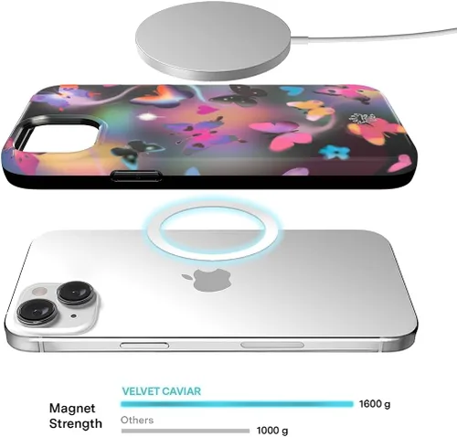 Vista 3 de VELVET CAVIAR Funda Butterfly para iPhone 14, compatible con MagSafe, probada en caídas de 10 pies, mariposas Aurora