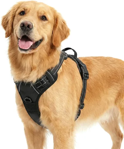 Vista 7 de Funfox Arnés para perro sin tirones, chaleco ajustable para mascotas con asa de control y clip frontal, diseño reflectante para perros pequeños