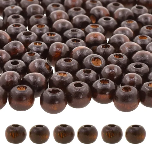 Vista 18 de Mandala Crafts - 2000 cuentas de madera redondas pequeñas de 6 mm para manualidades, suministros de macramé - cuentas de madera natural negra sin