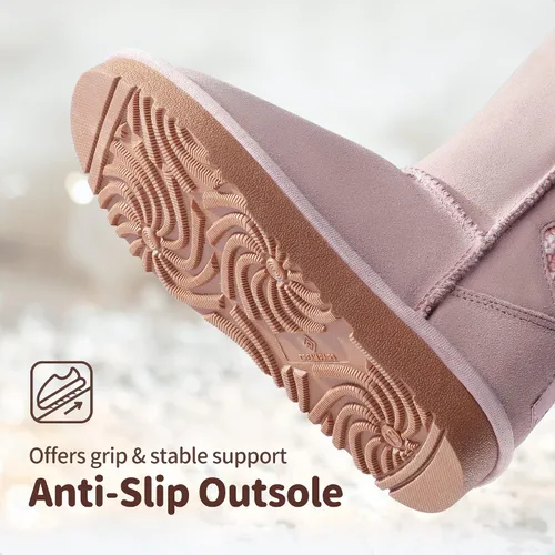 Vista 4 de DREAM PAIRS botas de nieve de invierno con forro de piel sintética para niños