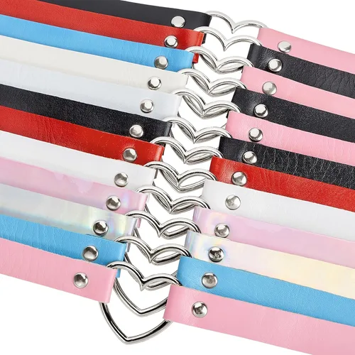 Vista 7 de Gargantilla de piel sintética ajustable con corazón para mujer