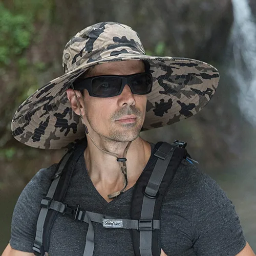 Vista 3 de HUAMULAN Sombreros de sol de ala súper ancha de 6 pulgadas, para hombres y mujeres, para pesca, senderismo, jardín, césped, trabajo, safari