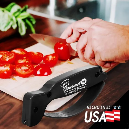 Vista 6 de AccuSharp Serie Gourmet - Afilador de cuchillos de 15 grados para cuchillos gourmet, cuchillas reversibles de carburo de tungsteno afilado