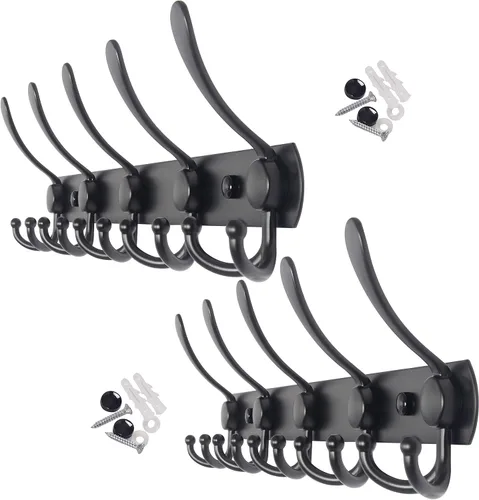 Vista 11 de WEBI Perchero de Pared Montado en Pared, Ganchos para Abrigos Montado en Pared, 5 Ganchos Tri para Colgar Abrigos, Colgador de Pared para Abrigos