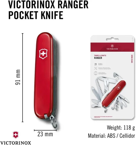 Vista 3 de Victorinox Swiss Army Ranger – Navaja de bolsillo, color rojo, 91 mm