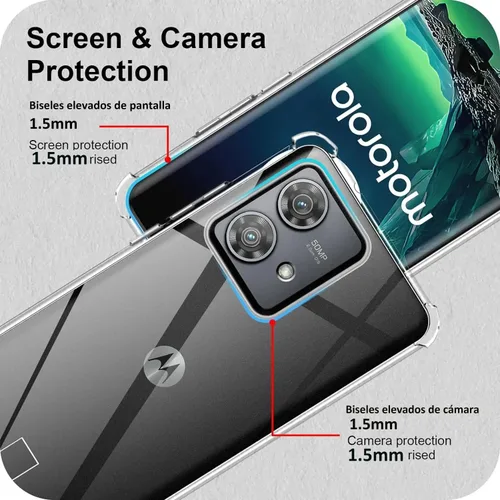 Vista 2 de USTIYA Funda para Motorola Moto Edge 40 Neo Clear TPU Cuatro Esquinas Cubierta Protectora Transparente Suave