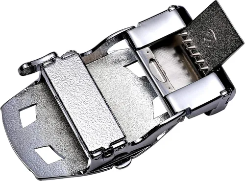 Vista 3 de BarryWang Cinturón formal para hombre cuero de grano completo con hebilla automática sin níquel regalo de lujo