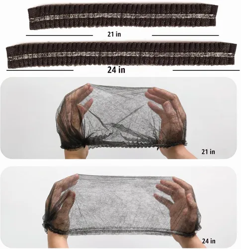 Vista 2 de Gorras desechables Bouffant 100 unidades, red de pelo de 24 pulgadas, tapa elástica para el polvo para servicio de alimentos, salón, spa, cubierta