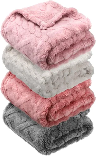 Vista 11 de VitalCozy Juego de 4 Mantas de Felpa Suave para Bebé 30" x 40" 3D de Peluche Cálido Mantas de Envoltura para Dormitorio para Niños Pequeños, Niñas