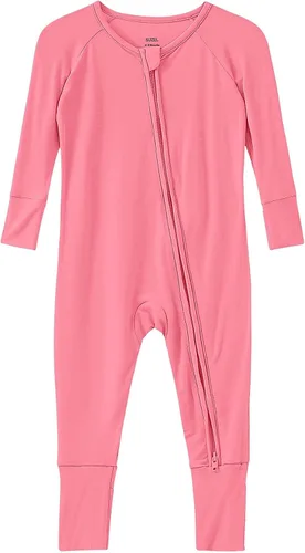 Vista 41 de Pijama de viscosa de bambú sin pies para niños y niñas, pijamas con cremallera para dormir y jugar, mameluco - 0-24 meses