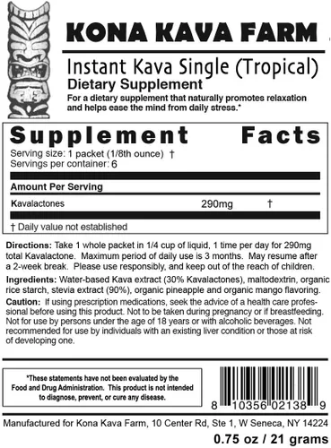 Vista 2 de Instant 30% Kavalactone Kava Drink Singles - Banana Vanilla - Paquete de 6