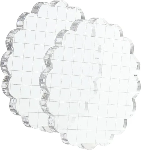 Vista 10 de PATIKIL Bloque de sello acrílico de 2 pulgadas, bloque de estampado transparente con líneas de cuadrícula, bloques de montaje decorativos redondos
