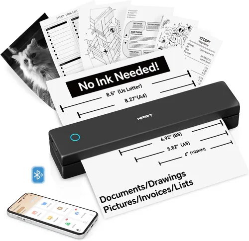 Vista 14 de HPRT MT610 Inkless Portable Thermal Printerr for Travel, Supports Thermal Paper & Labels, Multi-User Bluetooth, Compatible with iOS/Android/Laptop