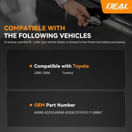 Vista 2 de DEAL AUTO ELECTRIC PARTS Pestillo de manija de la puerta trasera de la caja de camioneta con kit de repuesto de orificio para llave, compatible