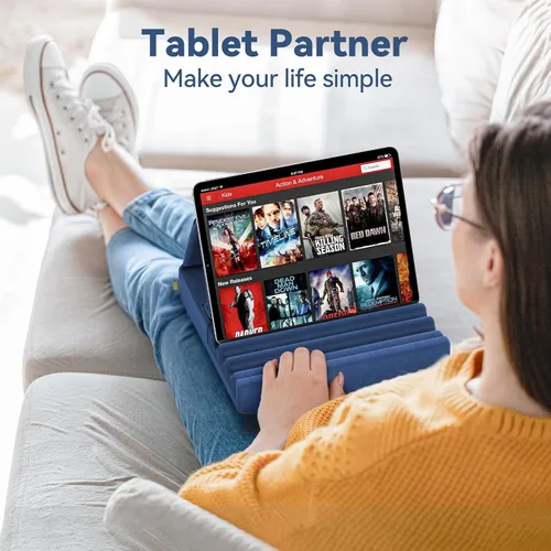Vista 2 de KDD - Soporte de almohada para tablet, soporte plegable para iPad para regazo, cama y escritorio - Base para tablet con almohadilla suave y soporte
