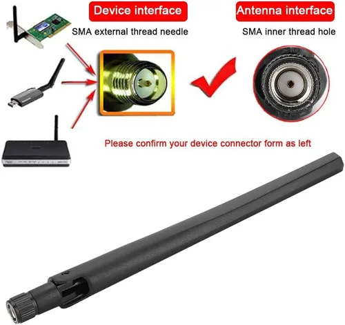 Vista 4 de Antena omnidireccional SMA 2.4G, 5G de doble banda de red antena externa para RT AC68u