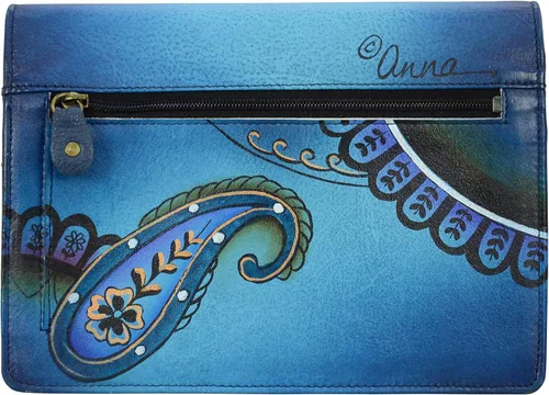 Vista 2 de Anna by Anuschka - Cartera de piel pintada a mano con dos pliegues en una cuerda