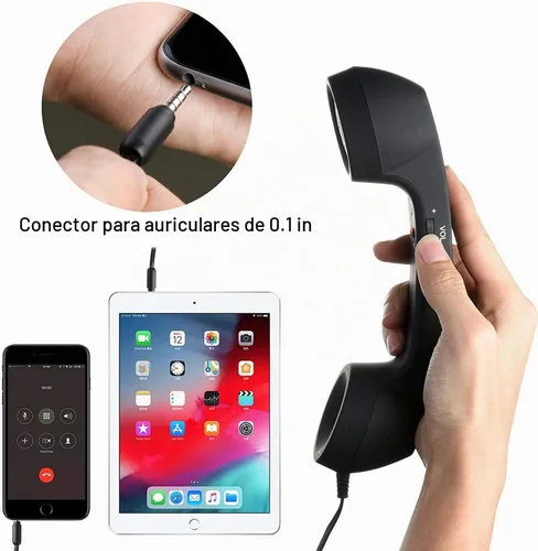 Vista 4 de Auricular retro de 3.5mm para teléfono celular Micrófono receptor para iPhone iPad teléfonos móviles smartphone (negro)