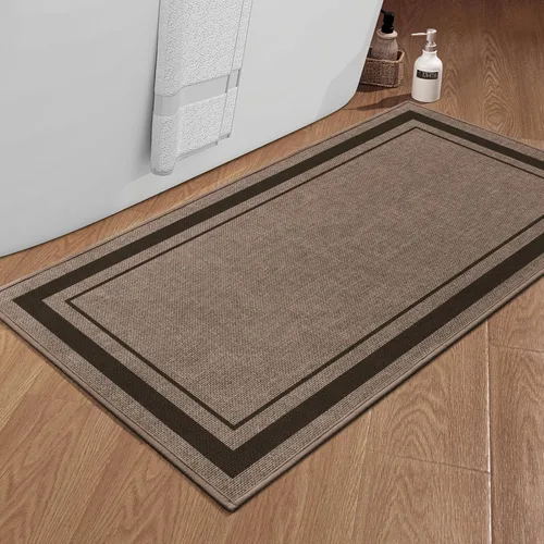 Vista 50 de chakme Juego de 2 alfombras de baño ultrafinas, absorbentes, antideslizantes, lavables a máquina, color beige oscuro, 17 x 24 pulgadas + tapete