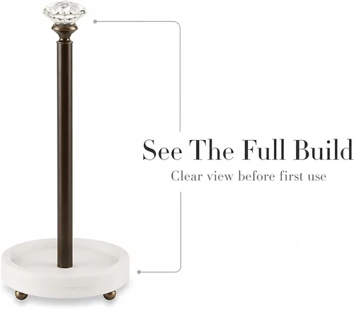 Vista 6 de Mud Pie Soporte de toalla de papel de mármol con perilla de cristal