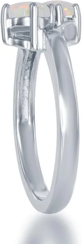 Vista 2 de Beaux Bijoux Anillo de ópalo blanco creado para siempre de dos piedras de plata de ley