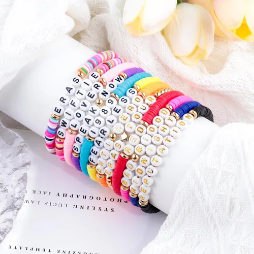 Vista 4 de EORRZZY Pulseras de la amistad TS Merch Singer Music Album Inspirado Pulsera Regalos para Fans Niños, Mujeres Niñas Decoración de Fiesta