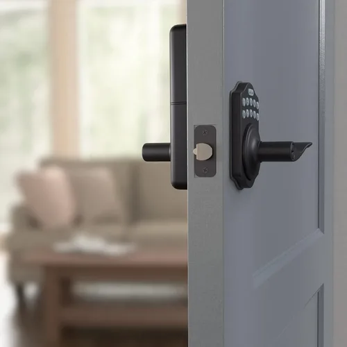 Vista 7 de Amazon Basics Teclado electrónico, cerradura de puerta de entrada sin llave con cerrojo y mango, teclado para puerta delantera con pomo, cerraduras