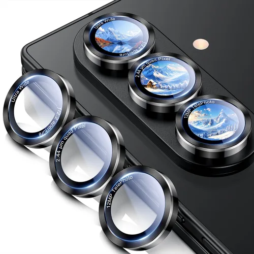 Vista 45 de Uyiton Para Samsung Galaxy Z Fold 8 Protector De Lente De Cámara - Negro Cubierta de pantalla trasera de cristal de zafiro de grado militar