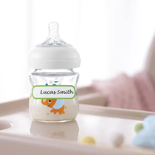 Vista 5 de Etiquetas de nombre para guarderías infantiles, etiquetas impermeables para biberones, 64 etiquetas para botellas de agua, etiquetas de nombre