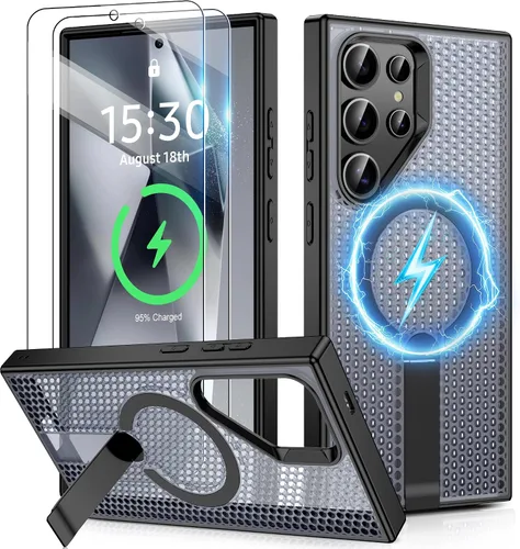 Vista 24 de Jshru para Samsung Galaxy S25 Plus / S24 Plus con [2 PIEZAS] protectores de pantalla HD, compatible con MagSafe
