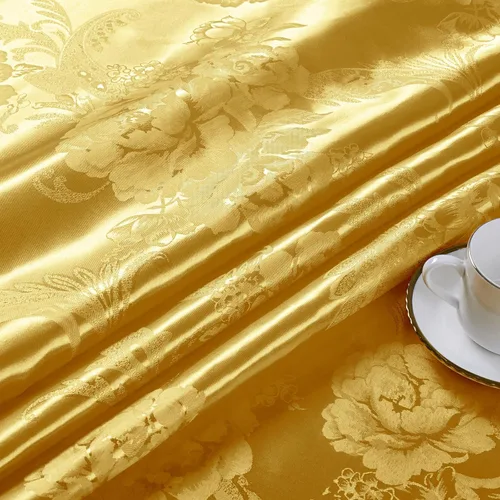 Vista 4 de KKJIAF Tela de Jacquard de Satén Dorado 1 Yarda, 49" de ancho, Estampado de Peonía, Tela de Brocado Brillante y Sedoso para Vestido, Camisas