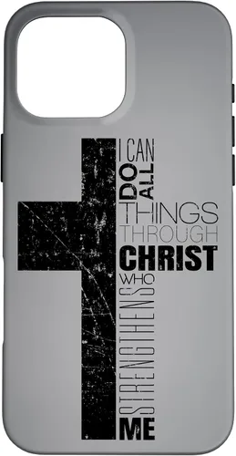 Vista 18 de iPhone XS Max Negro Cristiano Cruz Religiosa Biblia Verso Filipenses 4 13 Caso