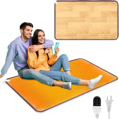Vista 10 de QOUBAI Alfombra Calefactora de Suelo de PVC de 110V Calentador para Calentador de Pies Debajo del Escritorio 22 x 20 Pulgadas Almohadilla Térmica