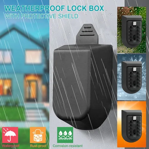 Vista 3 de KAYCROWN Caja de bloqueo de llave para exterior, combinación de montaje en pared, caja de seguridad para llaves de casa, caja de seguridad