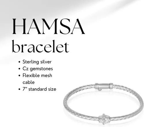 Vista 8 de Alef Bet by Paula Hamsa Hand Bracelet Sterling Silver for Women Worn for Protection and Abundant Blessings Beautiful Design for Everyday Wear